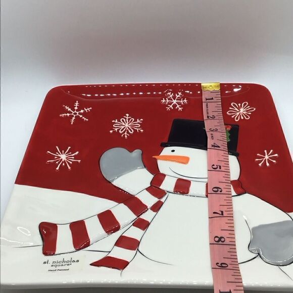 St Nicholas Square Tree Lot Snowman Plate - Picture 2 of 6